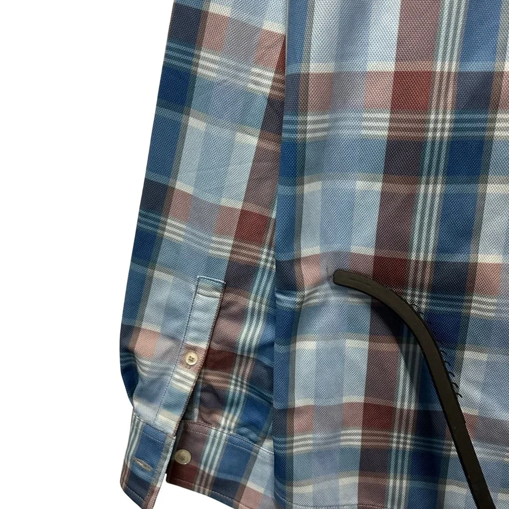 Tops On The Nose Mens XL Plaid Long Sleeve Button Down Shirt Blue Red Casual - Picture 6 of 6